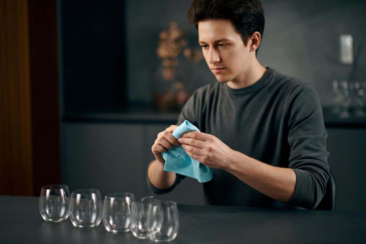 Pulizia bicchieri di vetro